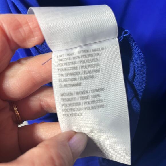 Susan Graver Tunic Cobalt Blue Ruffle Bell Sleeve Slinky Knit Dressy Office 2X - Picture 6 of 6